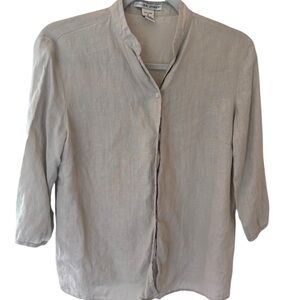 Jillian Jones 100% Linen Button Front Blouse – Beige – Size 8